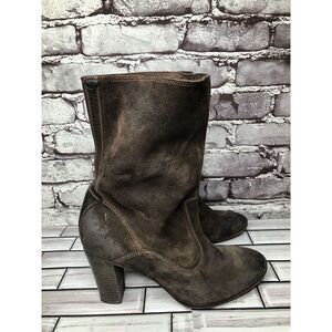 N.D.C. Made by Hand Brown Suede Leather Heel Ankle Boots Shoes Women Sz 39EU/8.5